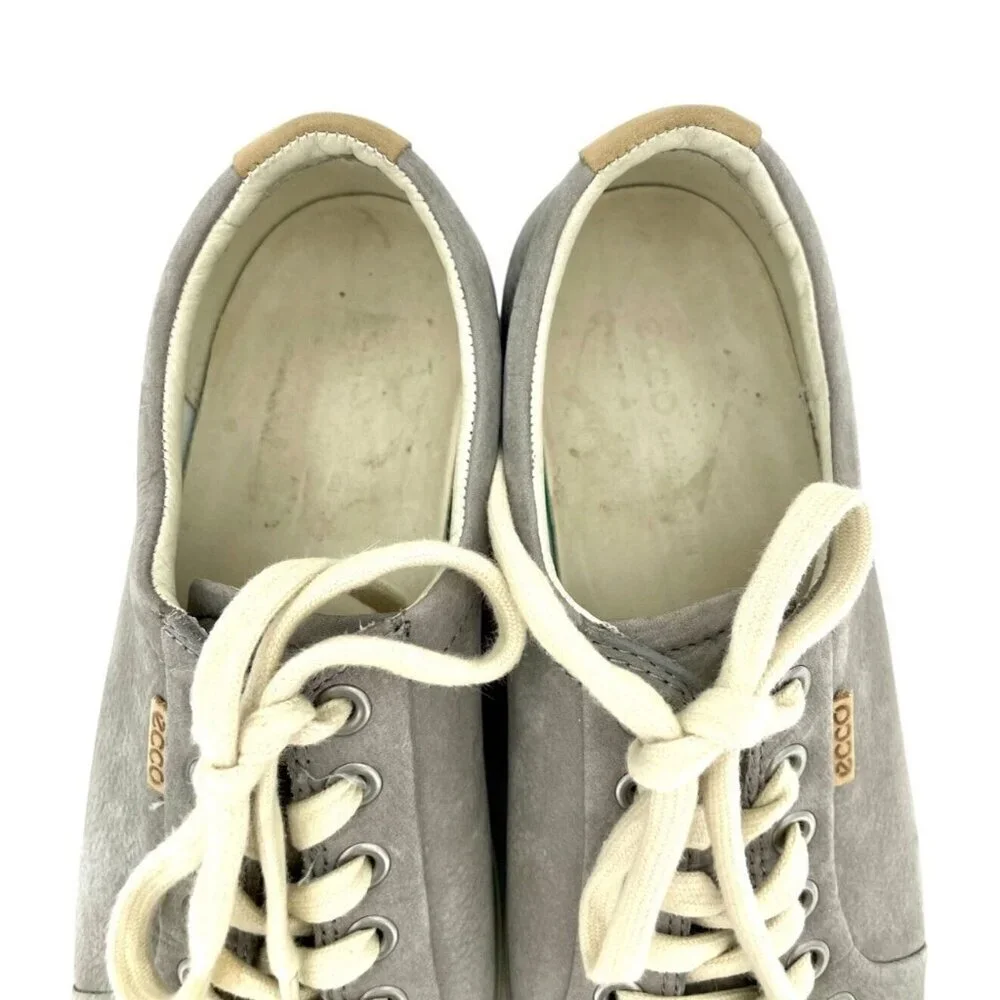 ECCO Soft 7 Grey Soft Suede Leather Lace Up Sneakers SZ 38 EU 8